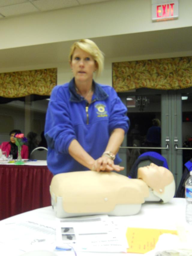 Rescue Chief demonstrates CPR for Evening Lions Club  march 24 2011